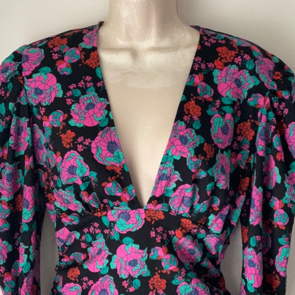 ZARA Floral Puff Sleeve Mini Dress size S - Picture 7 of 10